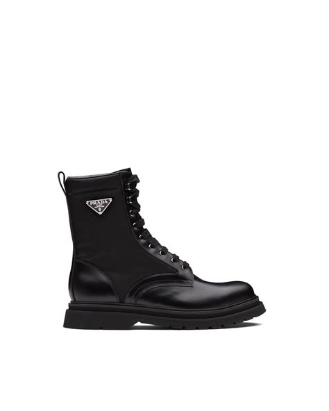 prada moto buckle boots|Black Brushed Leather Combat Boots .